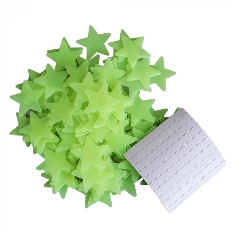 Σετ 100 διακοσμητικών φωσφοριζόντων αστεριών Πακέτο με 100 φωσφορίζοντα αστεράκια, ιδανικά για παιδικό δωμάτιο