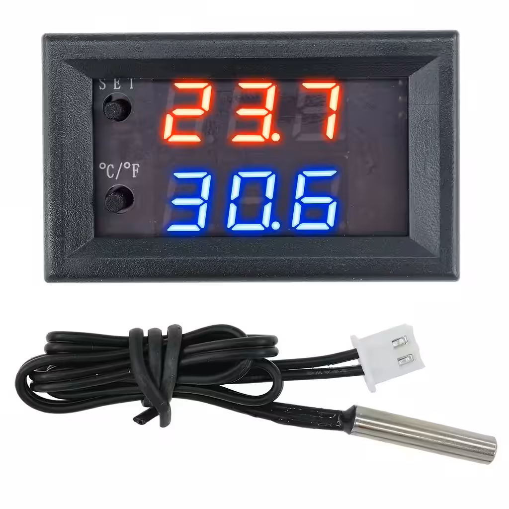 Termostato Digital con Sonda y Relé 12V – Control de Temperatura para Incubadora, Huevos, Criadoras, Acuario