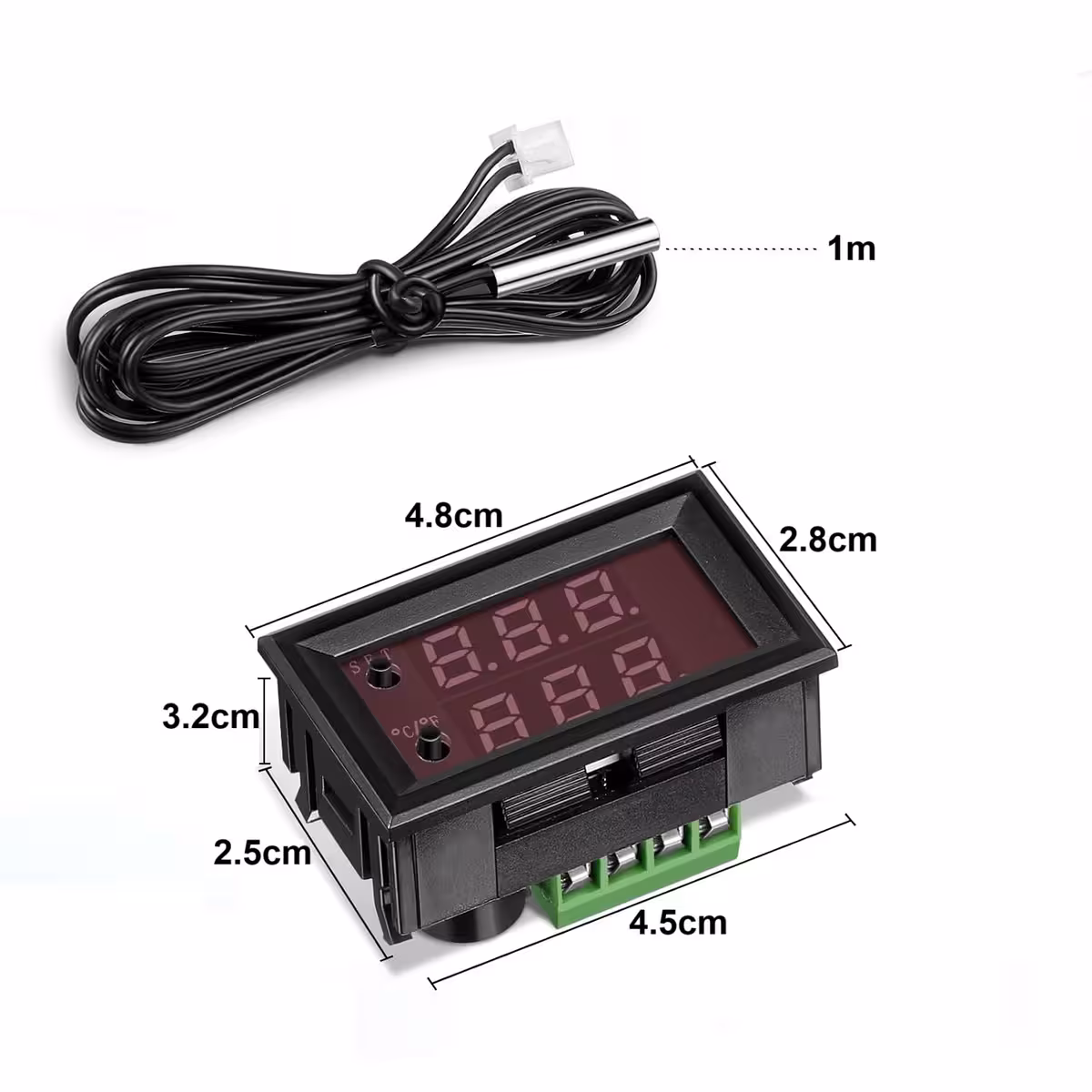 Διαστάσεις ψηφιακού θερμοστάτη 48x28x32 mm