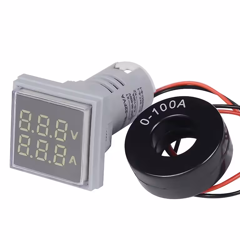 Voltímetro-Amperímetro Digital 220V AC 60-500V 0-100A para Panel – Medición Precisa de Voltaje y Corriente