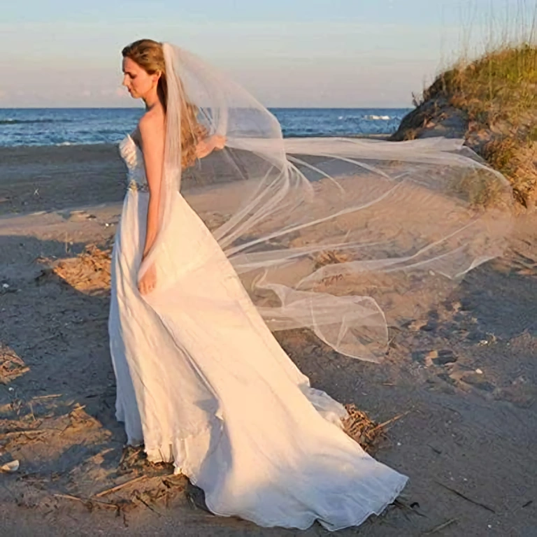 Πέπλος νύφης από λεπτό τούλι, μήκος 2 μέτρα, μινιμαλιστικό στυλ