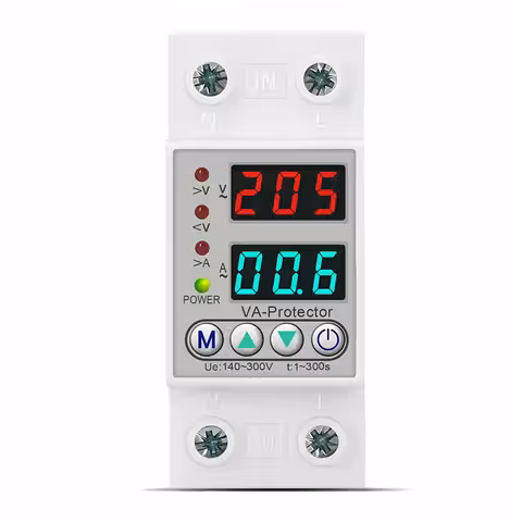Relé de Monitoreo y Protección contra Sobretensión Monofásico 220V 63A con Pantalla Digital y Reinicio Automático