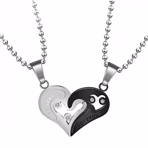 Collares para Pareja – Colgantes Corazones en Pareja para Enamorados, Regalo Romántico de Acero Inoxidable