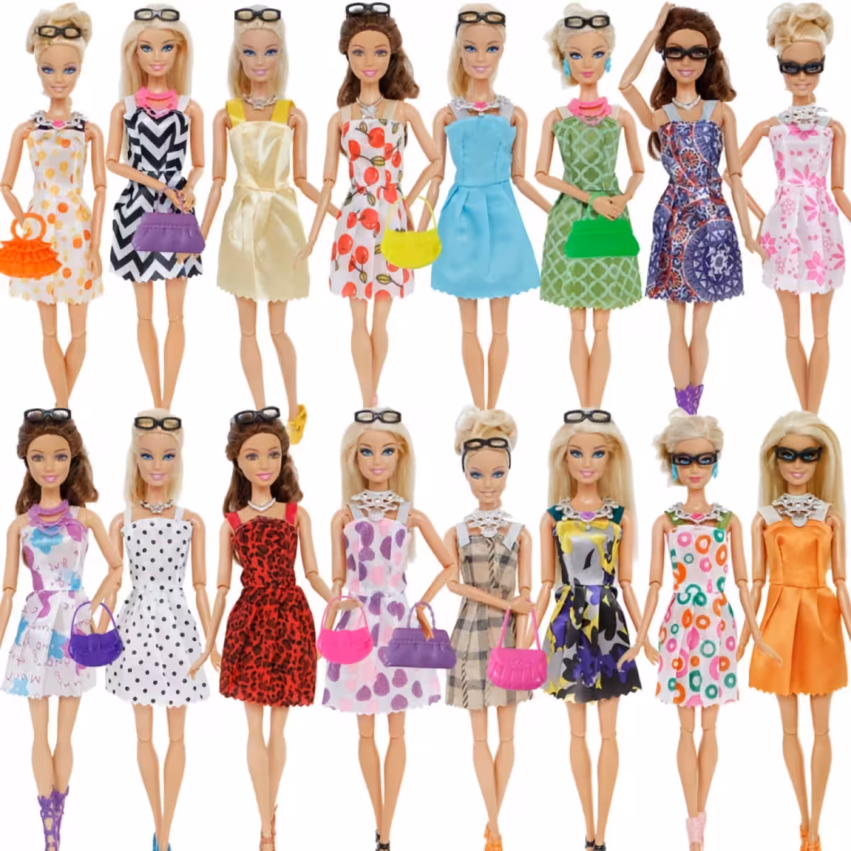 Πλήρες κιτ ντυσίματος κούκλων Barbie με φορέματα και αξεσουάρ