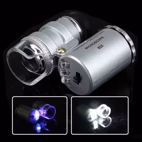 Microscopio LUPA 60x con LED y Luz UV – Aparato para Verificar Dinero, Joyería y Relojería