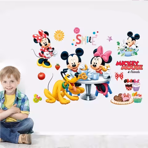 Sticker de Pared Mickey Mouse Adhesivo Decorativo para Habitación Infantil o Bebé