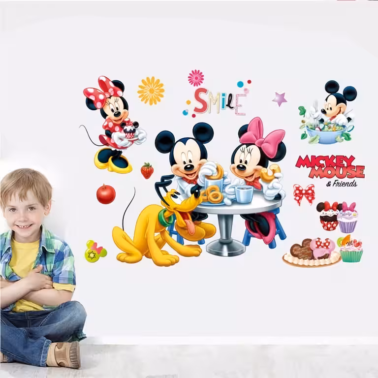 Sticker de Pared Mickey Mouse Adhesivo Decorativo para Habitación Infantil o Bebé