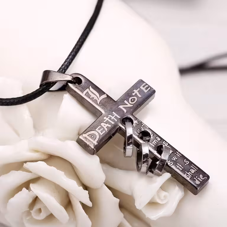 Colgante Cruz Death Note con Collar – Accesorio Anime Manga con Cordón 50cm