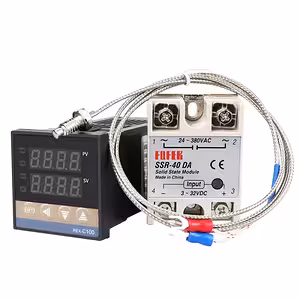 Controlador Termostato Digital Temperatura 220V 0-400°C con Relé SSR 40A REX C100