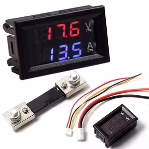 Voltímetro Amperímetro Digital 0–100V 100A con Shunt Incluido – Pantalla LED Panel Corriente Continua Auto