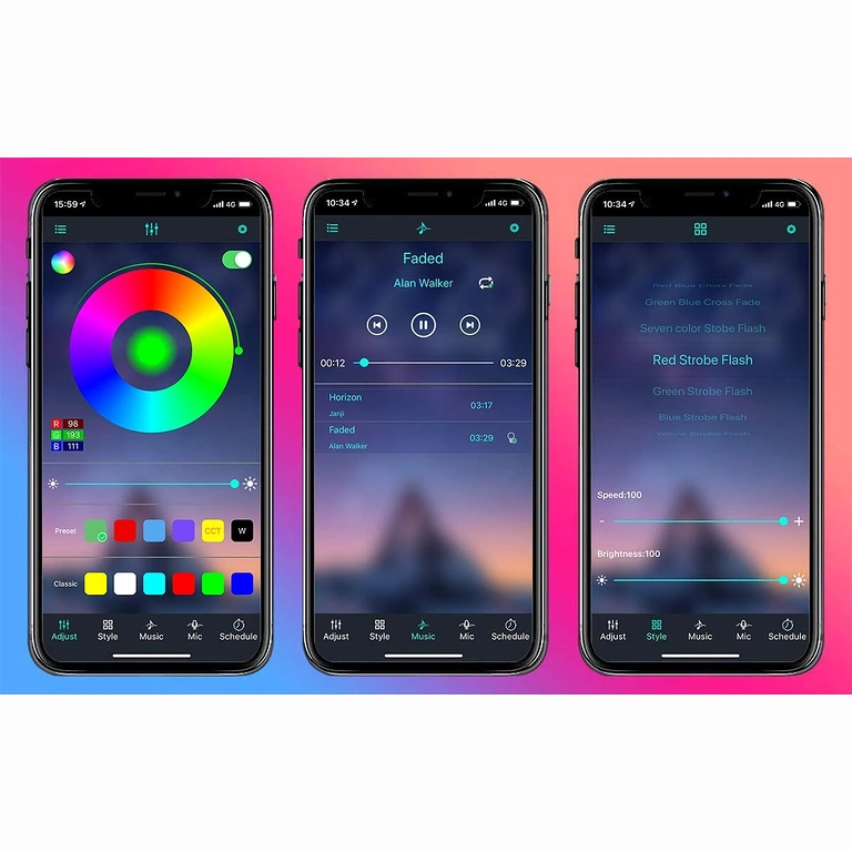 LED ταινία για τηλεόραση με φωτισμό περιβάλλοντος, ρύθμιση έντασης και χρωμάτων