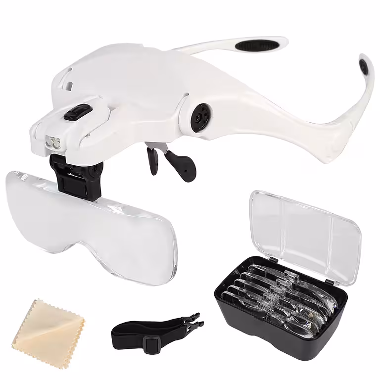 Gafas con Lupa y LED – 5 Lentes para Relojero, Electrónico, Joyero, Odontología, Grabado
