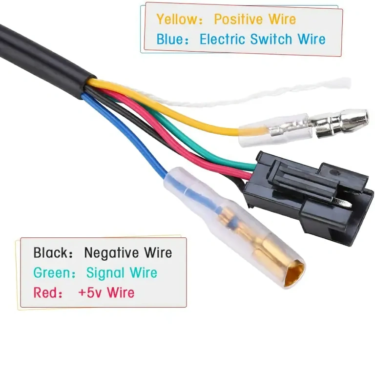 Διάγραμμα καλωδίων για σωστή εγκατάσταση λαβής επιτάχυνσης με ένδειξη τάσης