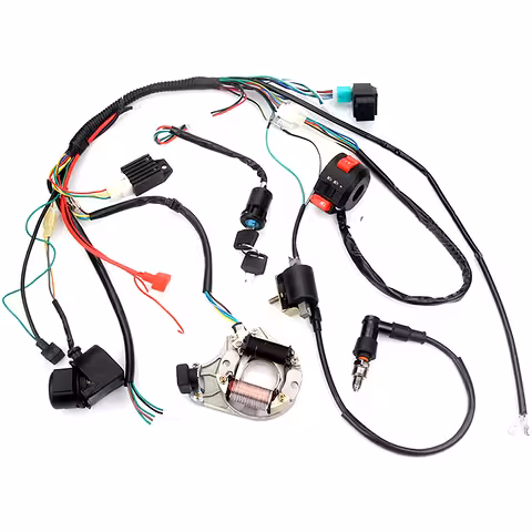 Instalación eléctrica completa ATV 50cc 70cc 90cc 107cc 110cc 125cc – Kit completo de cableado + piezas esenciales