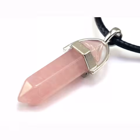 Collar Cuarzo Rosa Natural con Colgante – Joya con Cristal para Purificación y Energía
