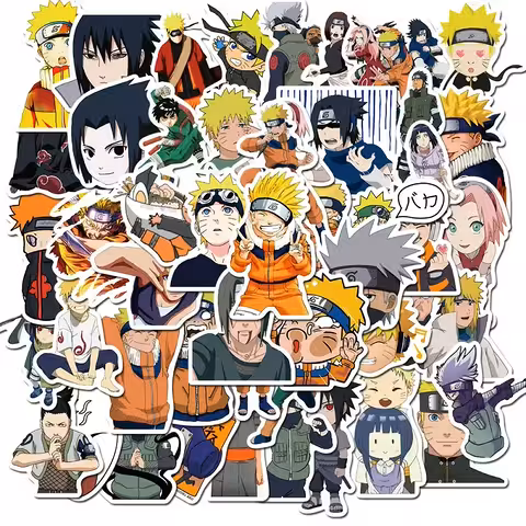 Stickers Anime Naruto Shippuden – Set 50 Adhesivos Resistentes PVC para Laptop, Bicicleta, Skateboard y Consolas