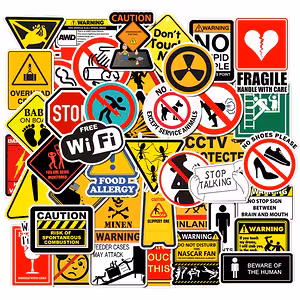 Stickers de advertencia divertidos para auto, moto, laptop, skateboard – set 50 piezas resistentes e impermeables