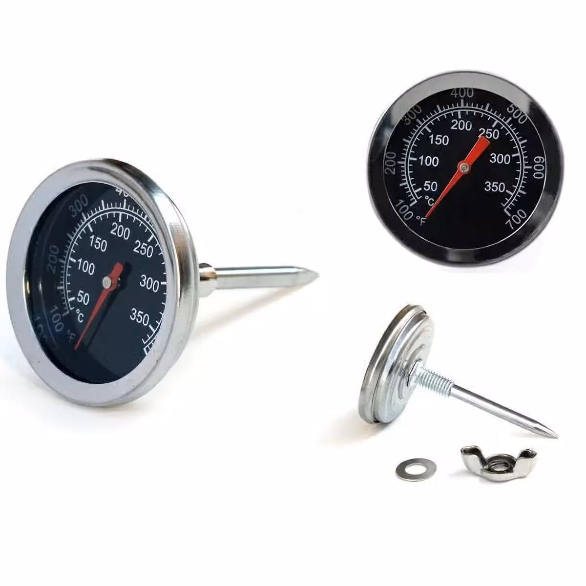 Στρογγυλό inox θερμόμετρο, ιδανικό για θόλους μπάρμπεκιου, εύκολη τοποθέτηση