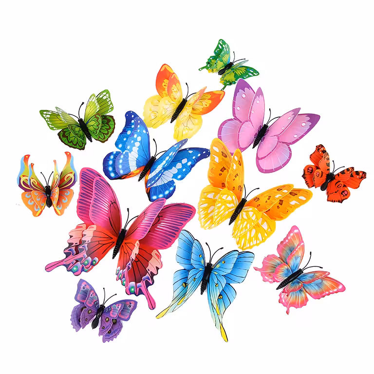 Set 12 Mariposas Decorativas 3D con Imán para Pared – Decoraciones Originales para Paredes y Cortinas