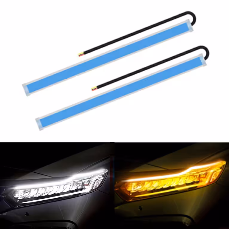 Luces Diurnas DRL Tira LED con Señalización Secuencial Dinámica LED FLOW Auto – Set 2 Tiras Flexibles 60cm, Resistentes IP65