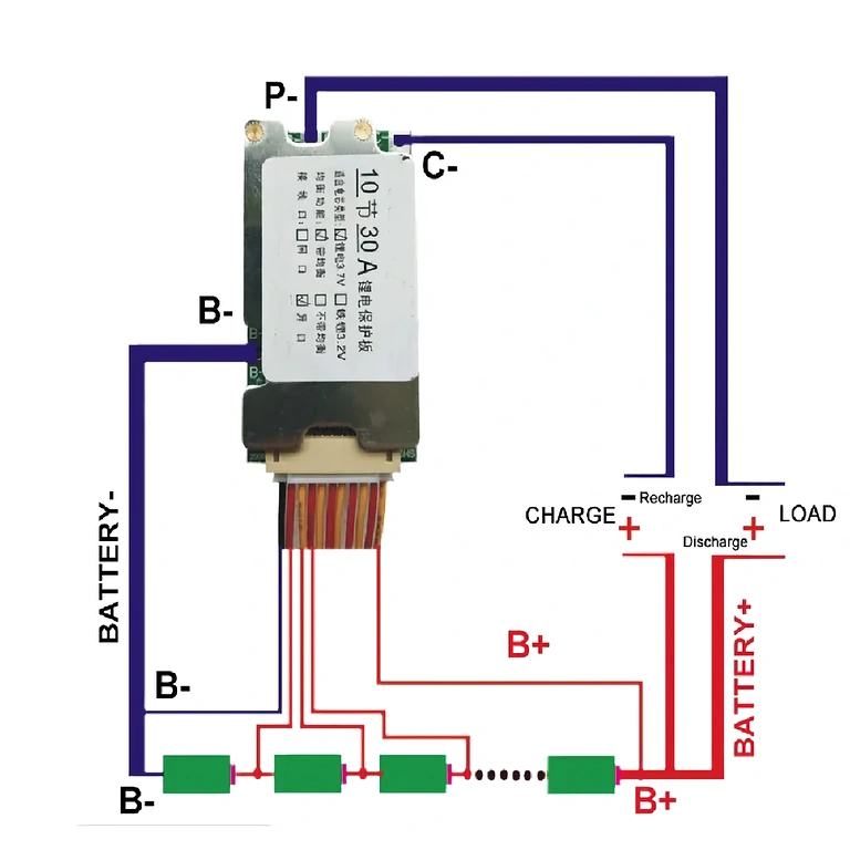 BMS Module 10S 36V για προστασία μπαταριών λιθίου-ιόν, 30A