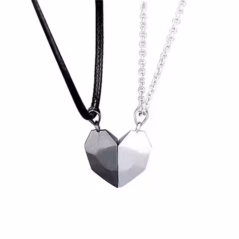 Cadenas Magnéticas Pareja BFF – Collares Corazón con Imán, Regalo Amor / Amistad