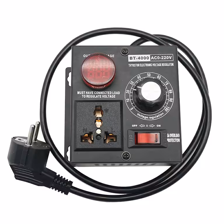 Enchufe con Variador de Tensión 4000W – Regulador de Potencia Eléctrica con Potenciómetro para Iluminación, Motores y Herramientas