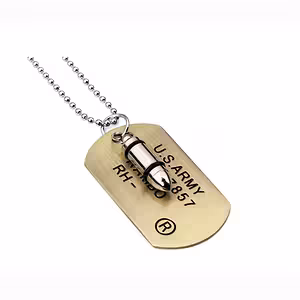 Cadena Dog Tag Militar con Bala de Acero Inoxidable – Collar Army Hombres 70cm