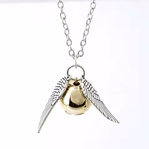 Colgante Collar Harry Potter Golden Snitch Quidditch con Ala de Ángel – Regalo Fans Magia