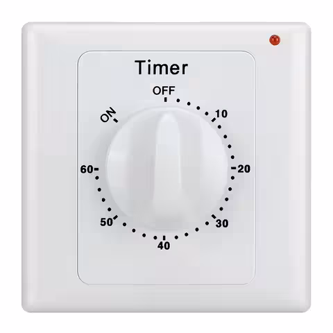 Interruptor Eléctrico con Temporizador 1–60 min – Timer Mecánico para Ventilador, Luz, Baño, Aparatos Eléctricos