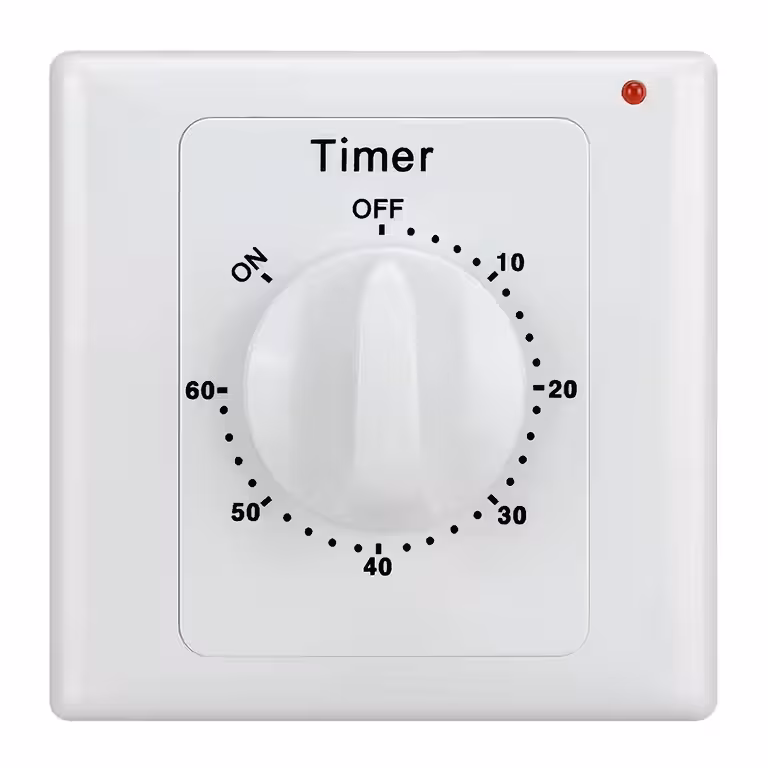 Interruptor Eléctrico con Temporizador 1–60 min – Timer Mecánico para Ventilador, Luz, Baño, Aparatos Eléctricos