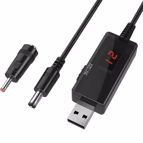 Módulo Convertidor USB 5V a 9V / 12V – Inversor Step-Up con Pantalla LED y Función UPS para Auto, Routers y DIY