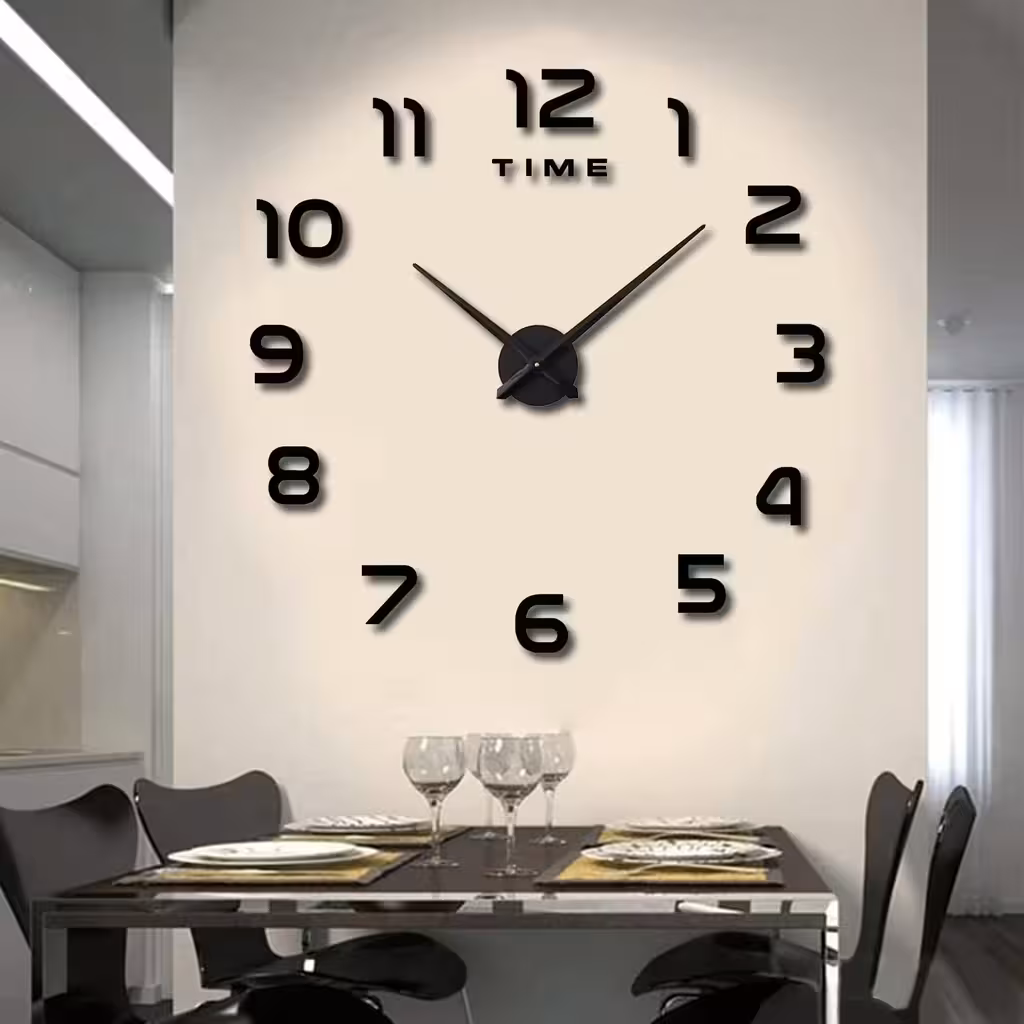 Reloj de Pared Grande 3D Decorativo Moderno, Ajustable 80-130 cm – Ideal para Salón, Cocina y Oficina