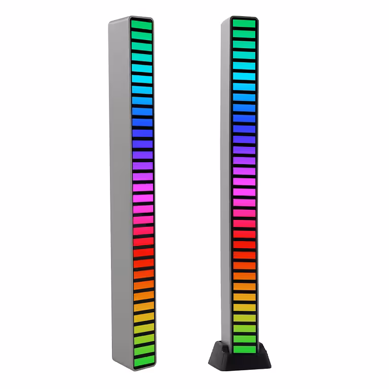 Barra LED RGB con Activación por Sonido – VU Medidor Luces Musicales, 32 LED, USB-C, Efectos Espectaculares