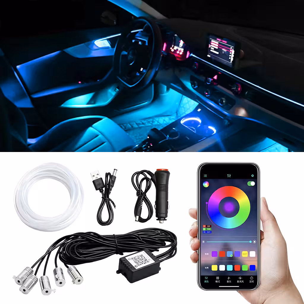Tira NEON Flexible RGB 6 metros para Iluminación Ambiental Auto con Control por App