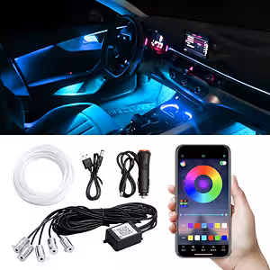 Tira NEON Flexible RGB 6 metros para Iluminación Ambiental Auto con Control por App