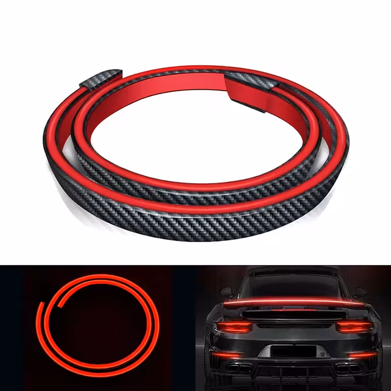 Alerón Spoiler Universal de Carbono con Tira LED y Luz de Freno para Maletero y Luneta