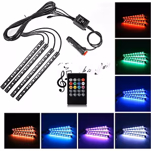 Luces Ambientales Auto – Kit Tira LED RGB para Interior Auto con Sensor de Sonido