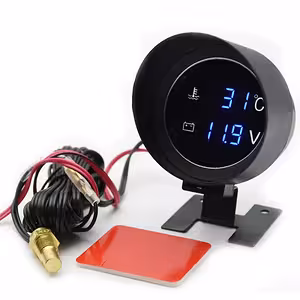 Reloj Indicador Temperatura Agua Motor con Sonda y Voltímetro Digital – Auto, Tractor, 12V/24V