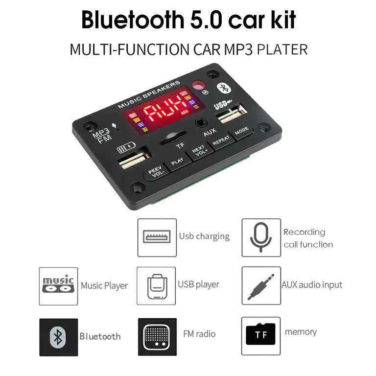 Πλακέτα αναπαραγωγής MP3 με Bluetooth και FM Module με MP3 player, FM ραδιόφωνο και Bluetooth 5.0 για DIY έργα