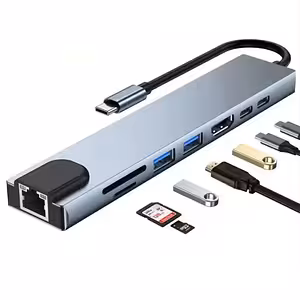 Hub USB-C 8 en 1 con HDMI 4K, RJ45, USB 3.0 y Power Delivery para MacBook, Dell, Lenovo