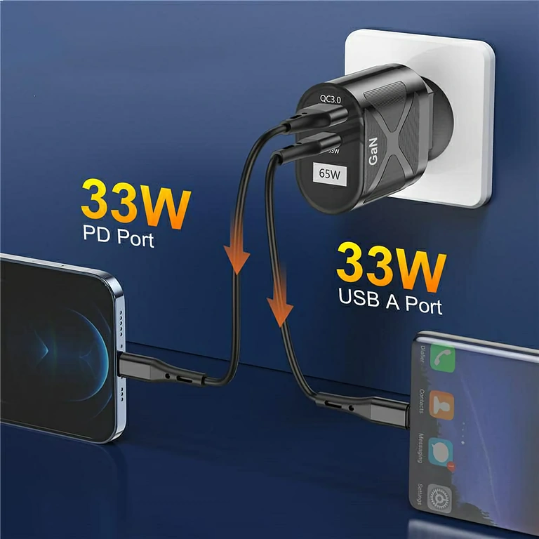 Συμπαγής φορτιστής GaN με θύρες USB-C και USB-A, ιδανικός για ταξίδια