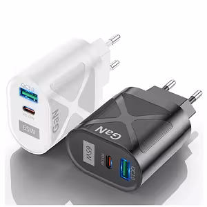 Cargador Teléfono y Tableta 65W GaN USB-C & USB-A – Fast Charger PD QC para iPhone, Samsung, Android