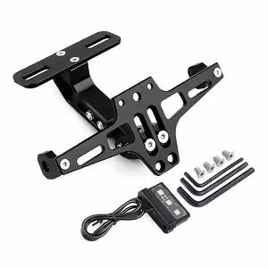 Soporte Matrícula Moto Plegable con LED, Universal Deportivo