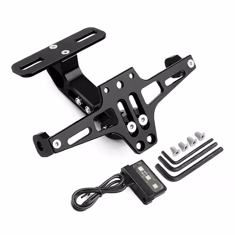 Soporte Matrícula Moto Plegable con LED, Universal Deportivo