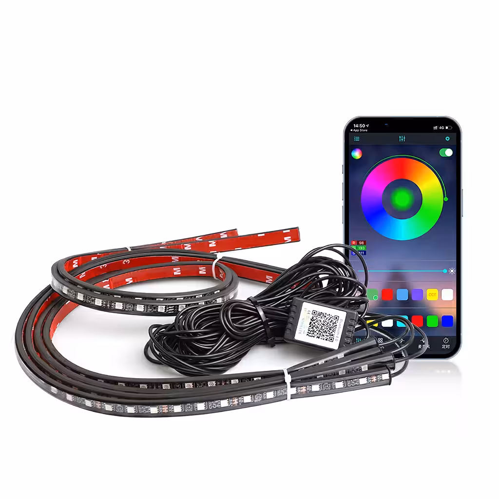 Kit Luces LED RGB Exterior Auto – Tiras Luminosas Bajo Coche