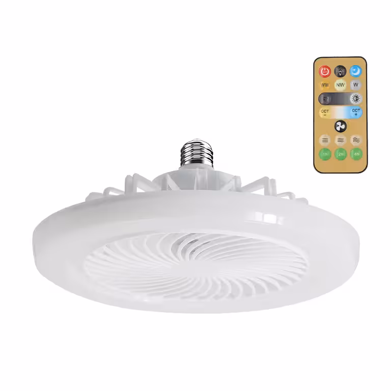 Ventilador Techo Blanco con Control Remoto y Luz LED Regulable – Interior & Terraza