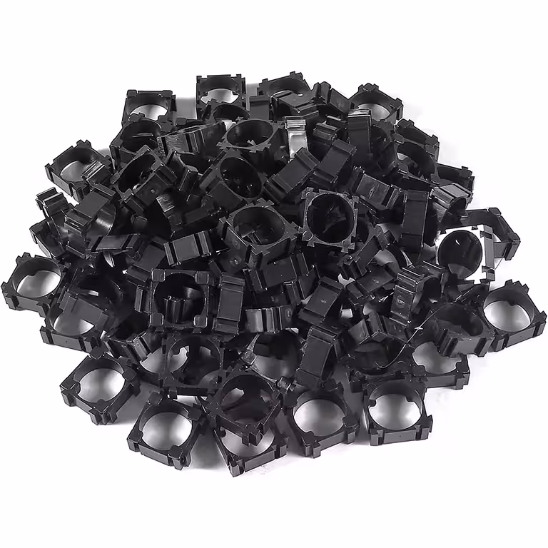 Set 100 Soportes Modulares para Celdas Li-Ion 18650 – Abrazaderas de Fijación Banco de Baterías ABS