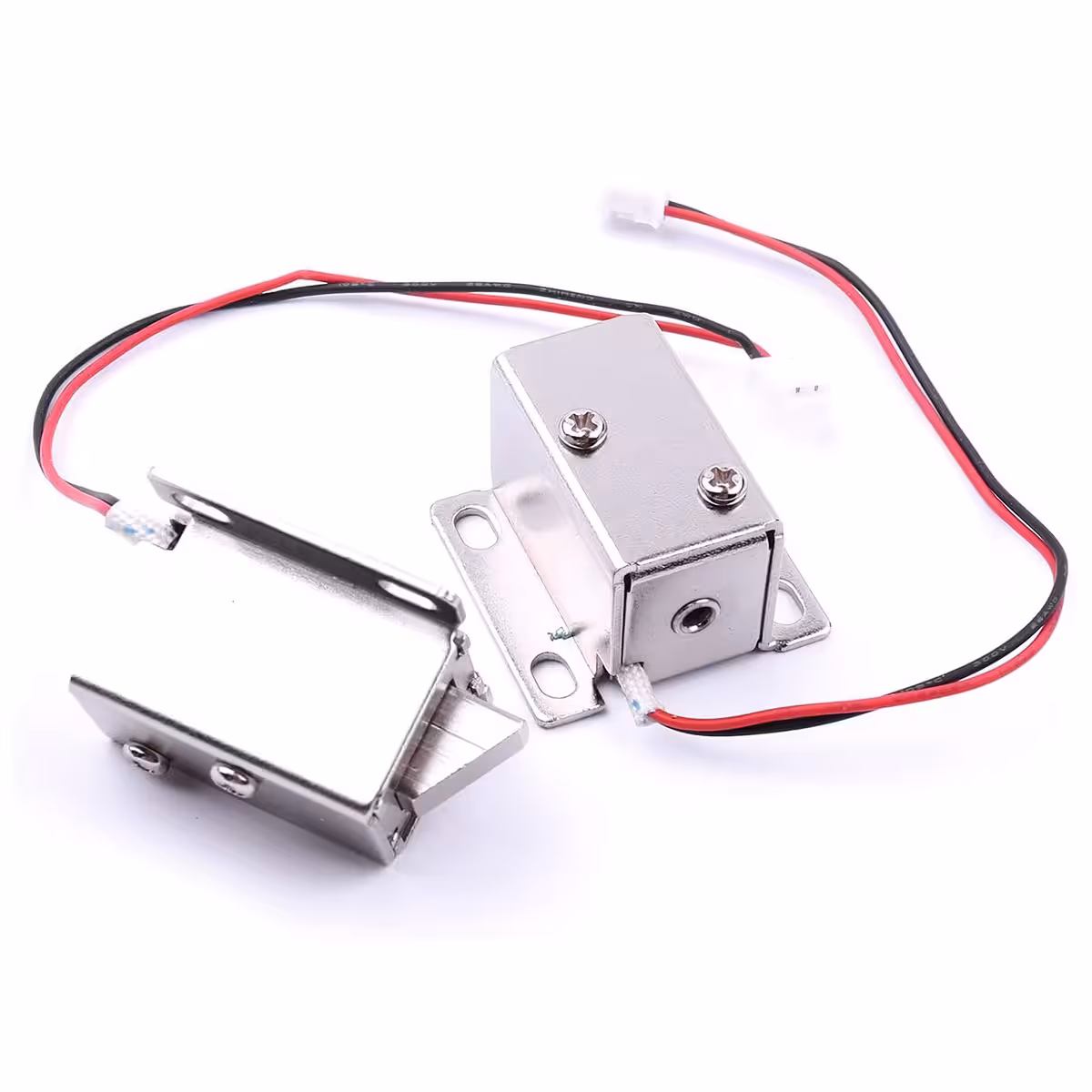 Δύο ηλεκτρομαγνητικές κλειδαριές 12V παρουσιασμένες από μπροστά