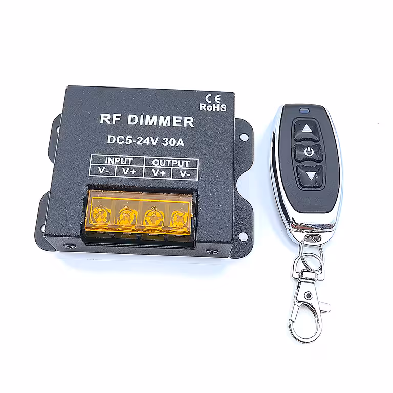 Dimmer Tira LED 5V 12V 24V 30A con Control Remoto RF – Controller DC para Tiras LED Monocromas
